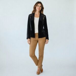 Kobi Velvet Lace Open Front Blazer Black Whimsigoth Gothic Jacket Womens L Chic